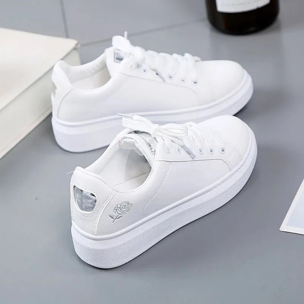 New  Leather Women's White Casual Woman Vulcanize Sneakers Breathable Sport Walk